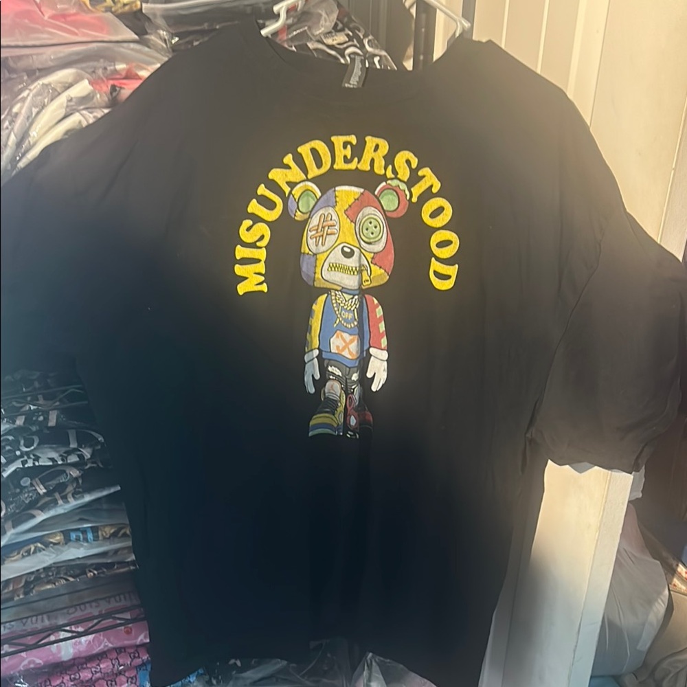 Black Graphic T-Shirt with Misunderstood Design Unisex